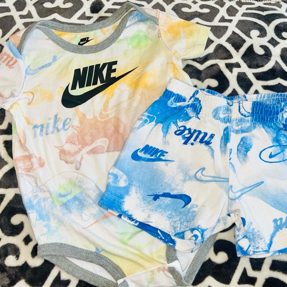 Nike Multicolor Baby Onesie and Shorts Set 18-24 month